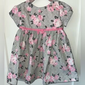 Gymboree Vtg. Baby Girl Dress 12-18 Months Pink & Gray floral, Spring/Summer